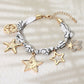 Madeline Love Gold, White Star Charm Embellished Scarf Fabric Chain Bracelet - Bracelets