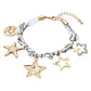 Madeline Love Gold, White Star Charm Embellished Scarf Fabric Chain Bracelet - Bracelets - desc