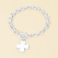 Madeline Love Silver Matte Hammered Metal Cross Charm Toggle Chain Link Bracelet - Bracelets