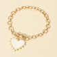 Madeline Love Gold Bead Mother of Pearl Heart Charm Toggle Chain Bracelet - Bracelets