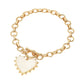 Madeline Love Gold Bead Mother of Pearl Heart Charm Toggle Chain Bracelet - Bracelets - desc