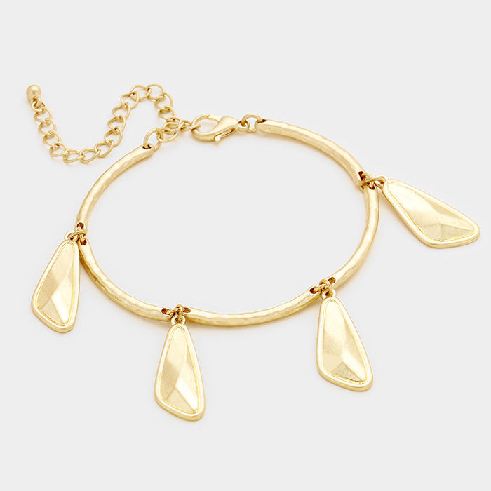 Madeline Love Worn Gold Geometric Metal Charms Station Bracelet - Bracelets