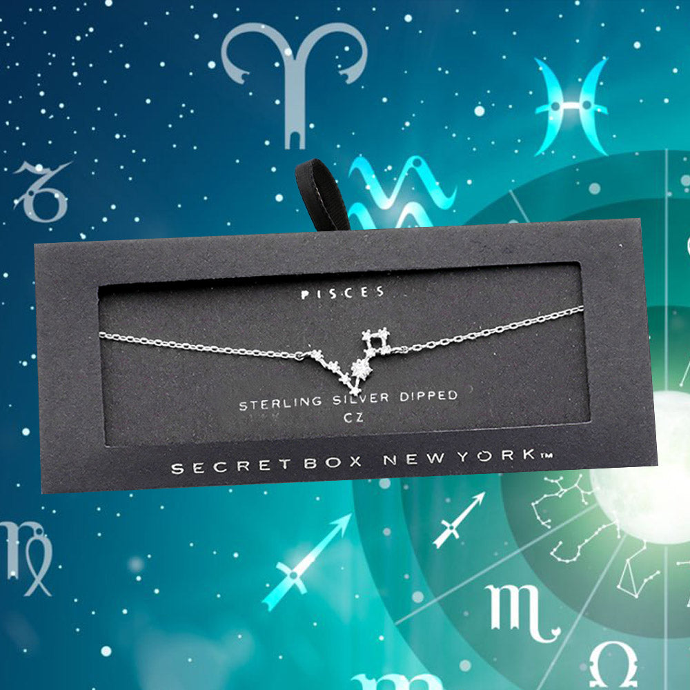 Madeline Love Silver _ Sterling Silver Dipped CZ Pisces Zodiac Sign Charm Bracelet