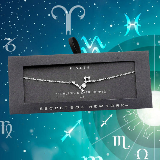 Madeline Love Silver _ Sterling Silver Dipped CZ Pisces Zodiac Sign Charm Bracelet
