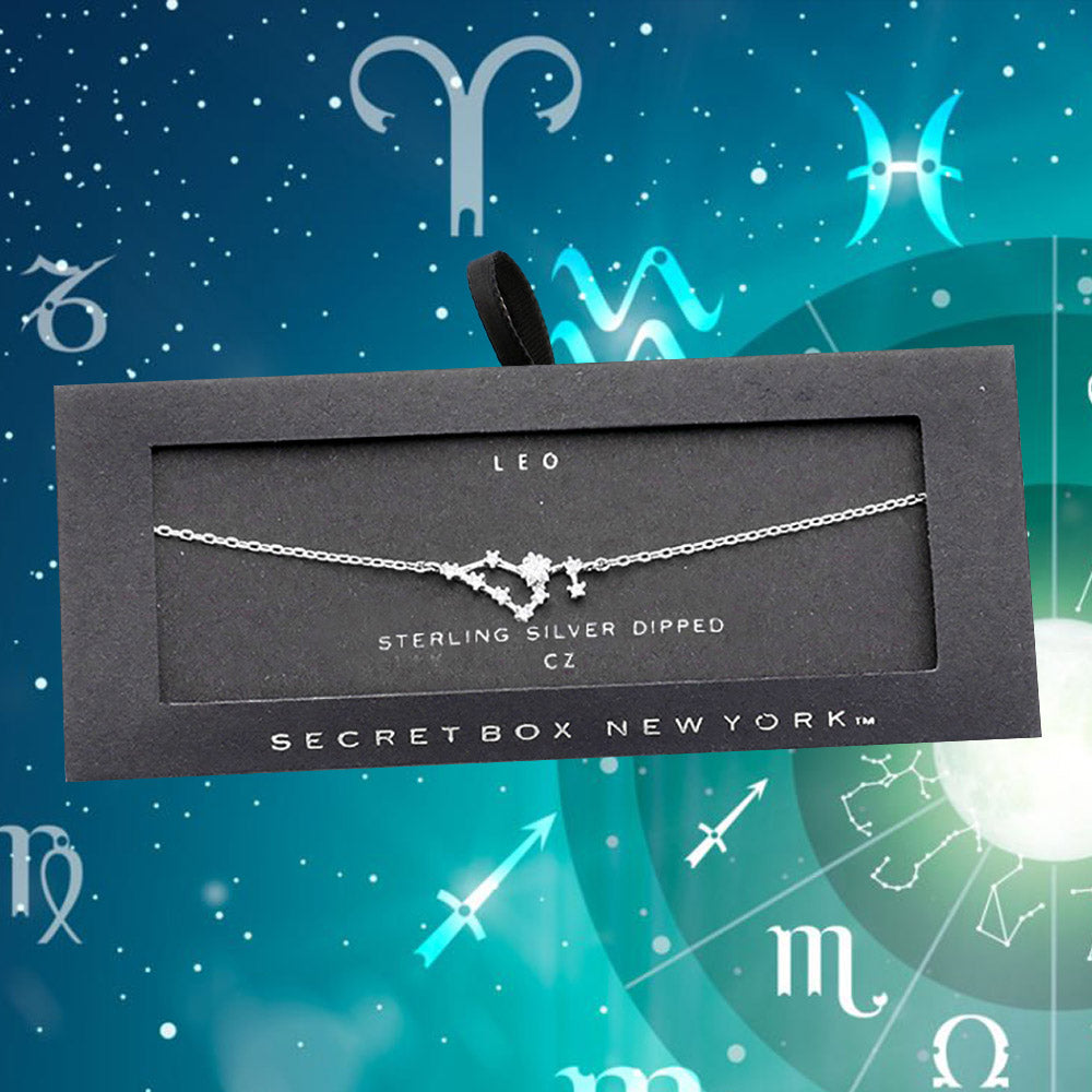 Madeline Love Silver _ Sterling Silver Dipped CZ Leo Zodiac Sign Charm Bracelet