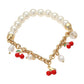 Madeline Love Gold SECET BOX_Cherry Charm Pearl Beaded Stretch Bracelet - Bracelets - desc