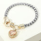 Madeline Love Champagne Two Tone CZ Stone Heart Charm Bracelet - Jewelry