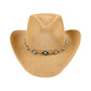 C.C Knitted Cowboy Hat With Turquoise Stone And Engraved Aztec Pattern Band - Cowboy Hats