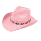 C.C Knitted Cowboy Hat With Turquoise Stone And Engraved Aztec Pattern Band - Pink - Cowboy Hats