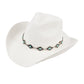 C.C Knitted Cowboy Hat With Turquoise Stone And Engraved Aztec Pattern Band - White - Cowboy Hats