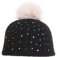 C.C Rhinestone Beanie Hat With Pom