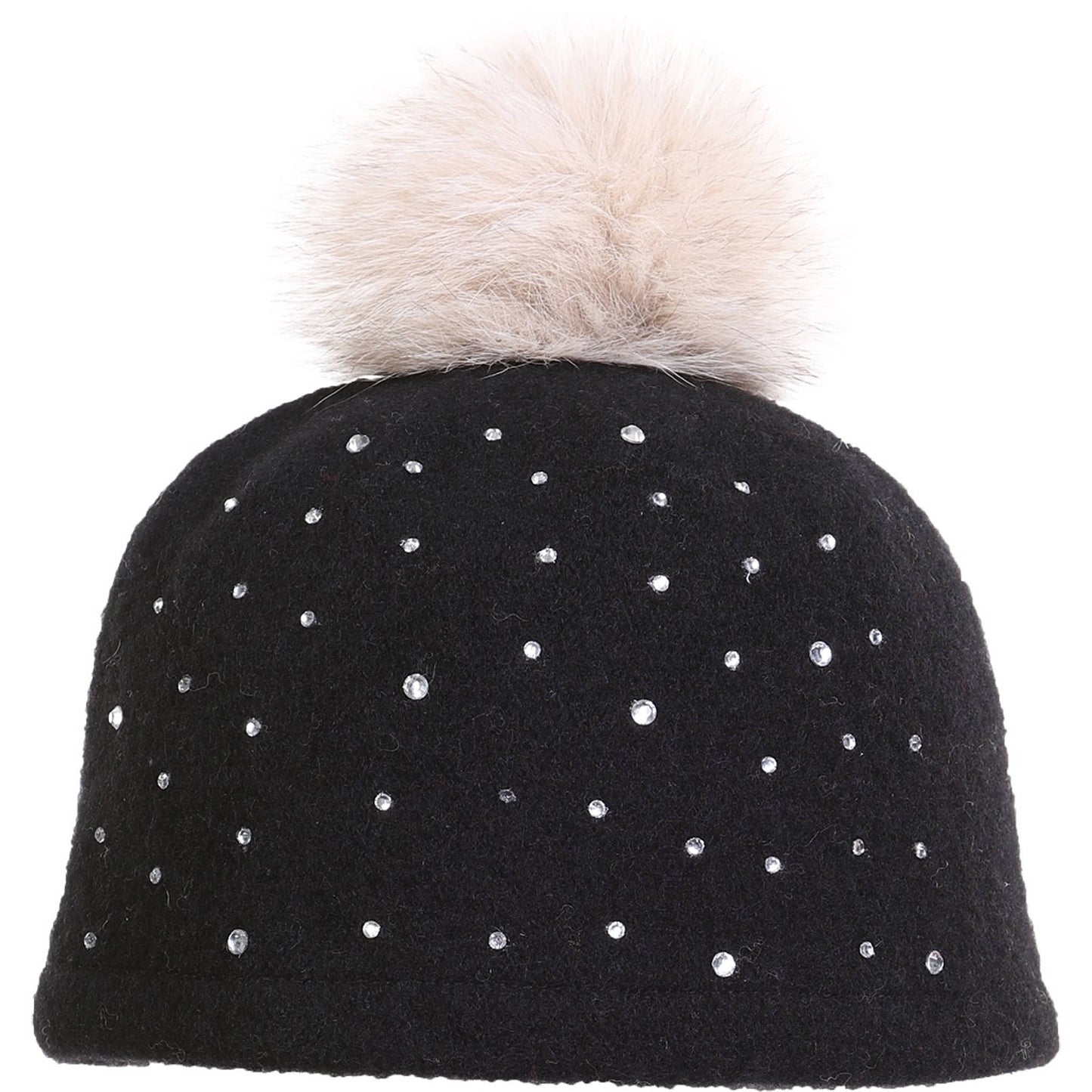C.C Rhinestone Beanie Hat With Pom