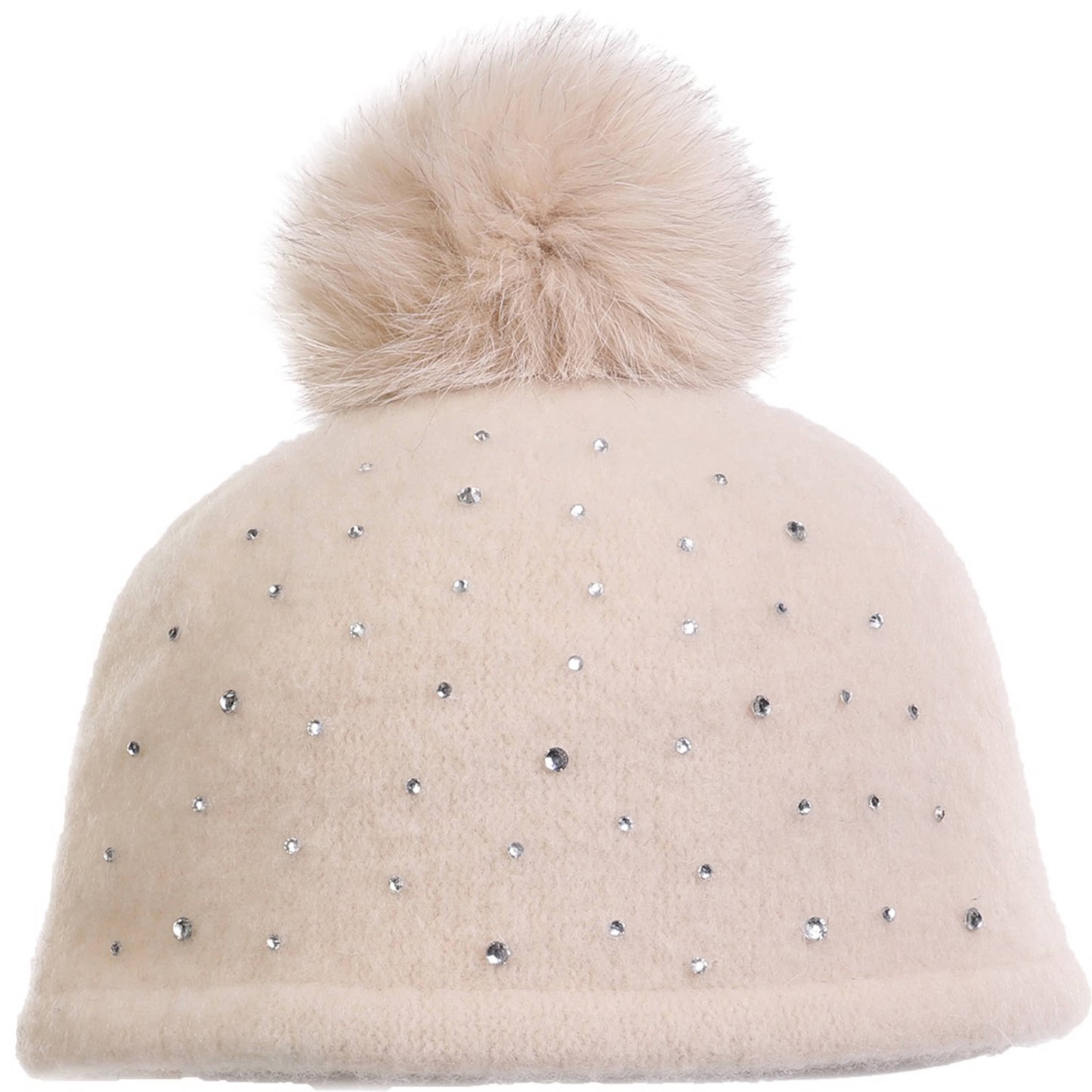 C.C Rhinestone Beanie Hat With Pom
