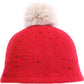 C.C Rhinestone Beanie Hat With Pom