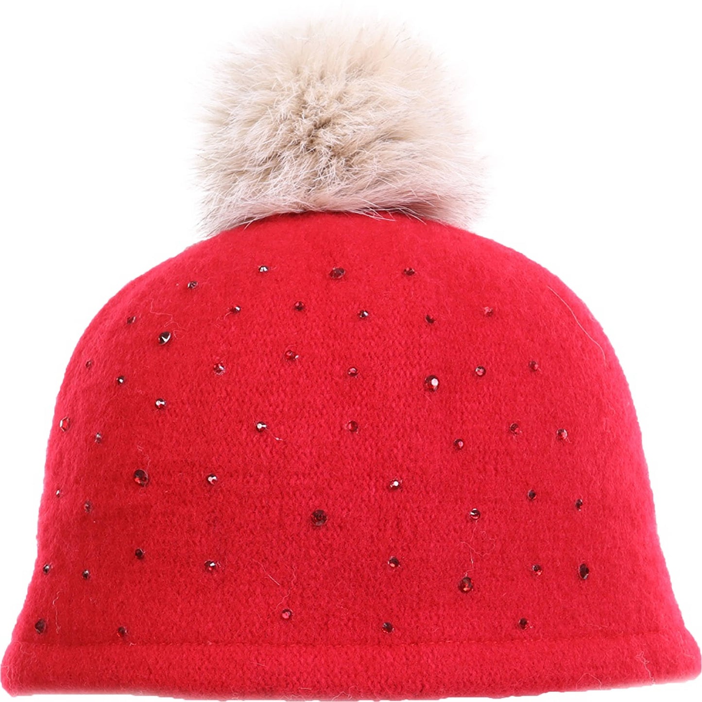 C.C Rhinestone Beanie Hat With Pom