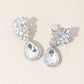 Madeline Love Silver Flower Glass Crystal Teardrop Dangle Clip On Earrings