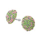 Madeline Love Pink&Green, Silver Beaded Pearl Rhinestone Embellished Dome Clip On Earrings - desc