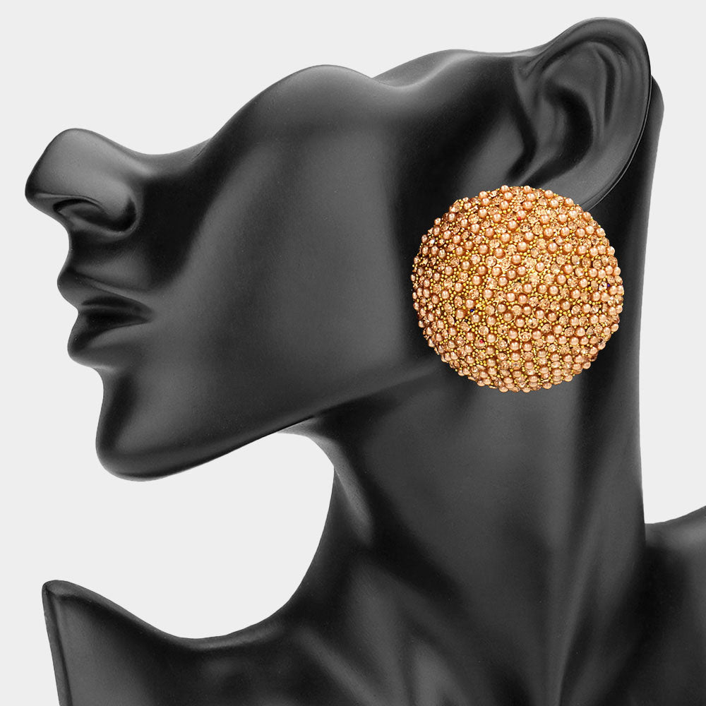 Madeline Love Lt Col Topaz Bold Bling Studded Round Clip On Earrings