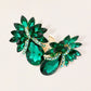 Madeline Love Emerald Teardrop Stone Accented Clip on Evening Earrings