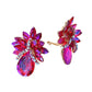Madeline Love AB, Fuchsia Teardrop Stone Accented Clip on Evening Earrings - desc
