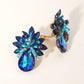 Madeline Love AB, Blue Teardrop Stone Accented Clip on Evening Earrings
