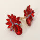 Madeline Love Red Teardrop Stone Accented Clip on Evening Earrings