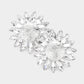 Madeline Love Rhodium Marquise Stone Trimmed Flower Clip on Evening Earrings