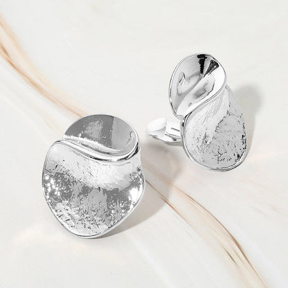 Madeline Love Rhodium Abstract Metal Disc Clip On Earrings