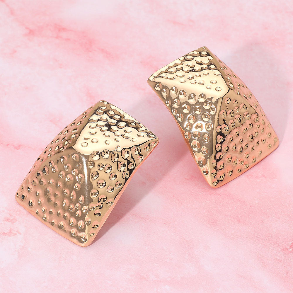 Madeline Love Gold Hammered Geometric Clip On Earrings