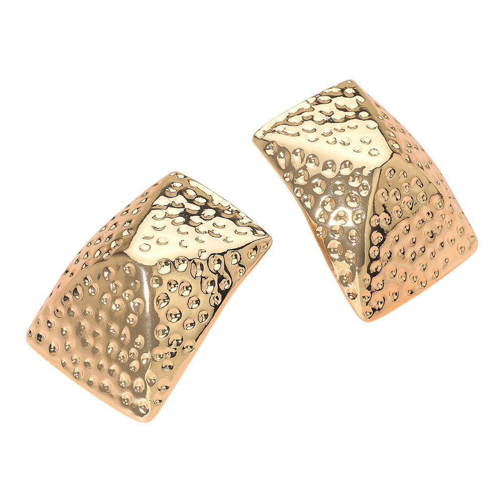Madeline Love Gold Hammered Geometric Clip On Earrings - desc