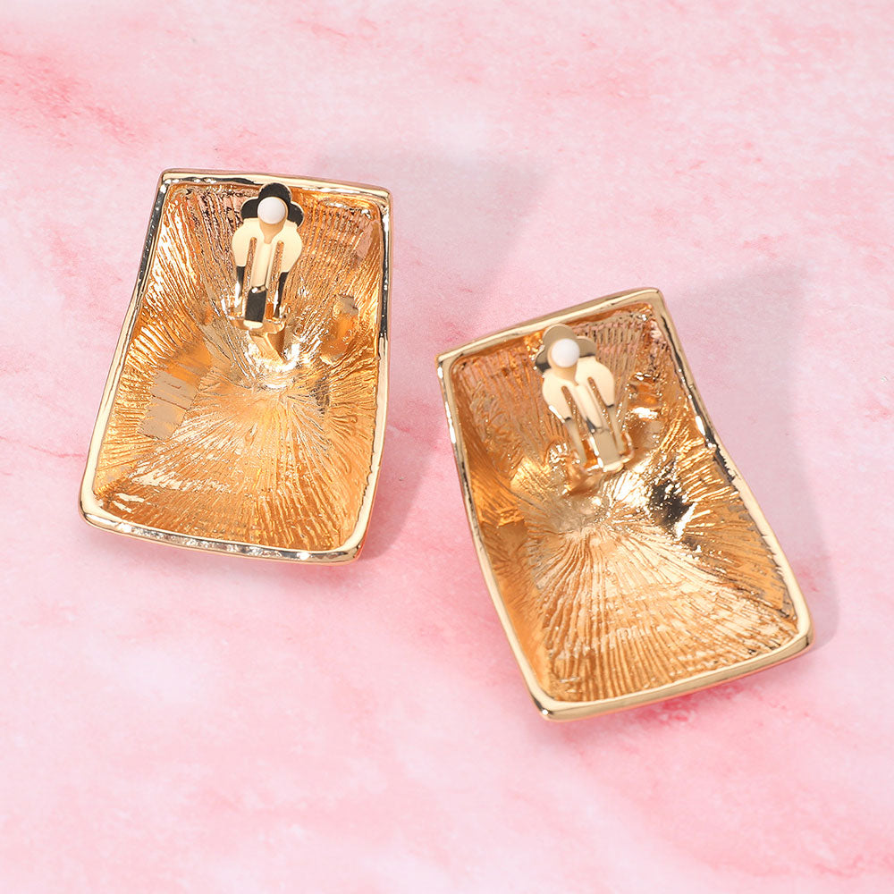 Madeline Love Gold Hammered Geometric Clip On Earrings - extra