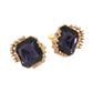Madeline Love Gold, Purple Faceted Square Glass Stone Frame Evening Statement Clip On Earrings - desc