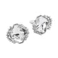Madeline Love Clear, Rhodium Faceted Square Glass Stone Frame Evening Statement Clip On Earrings - desc