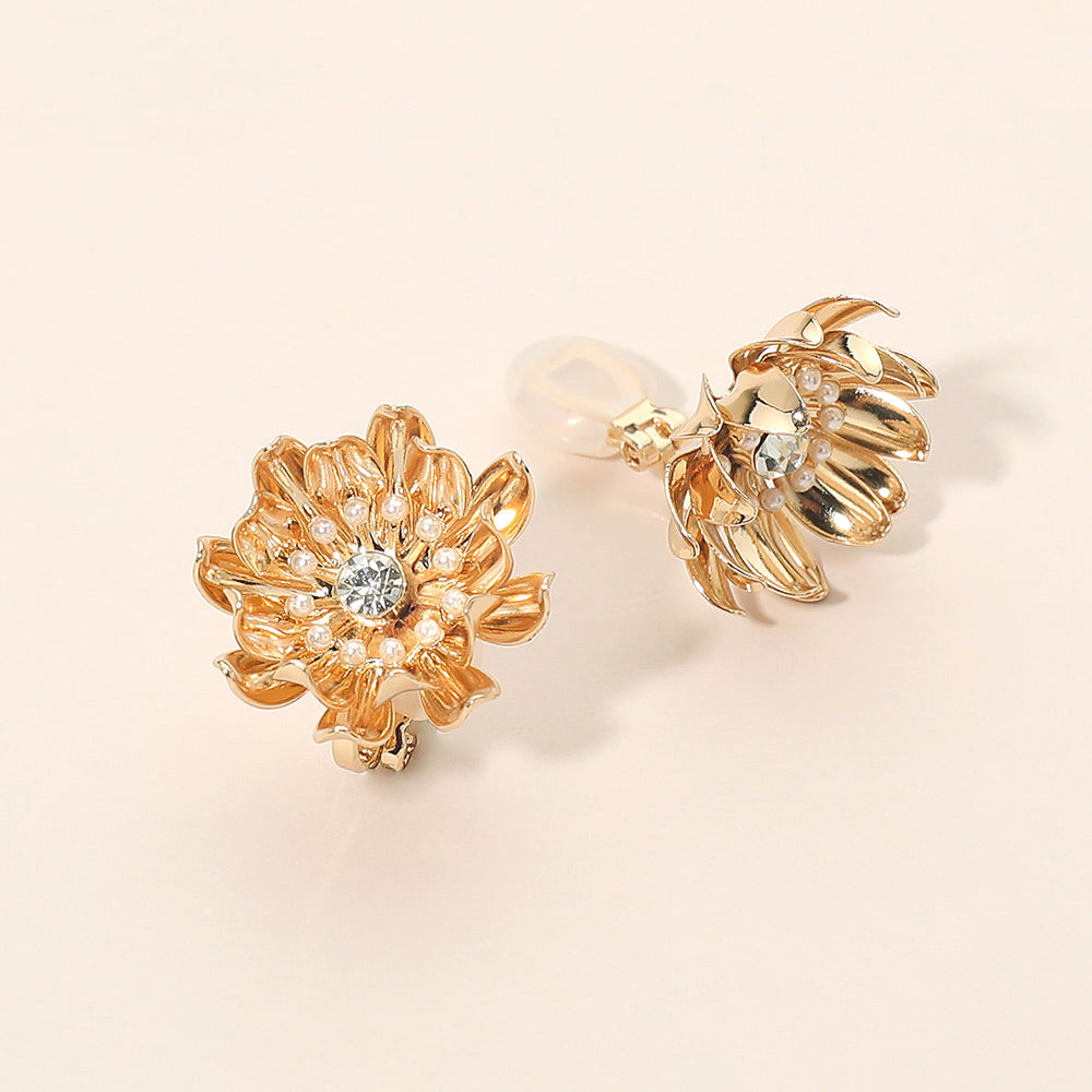 Madeline Love Gold Floral Stud Clip On Earrings