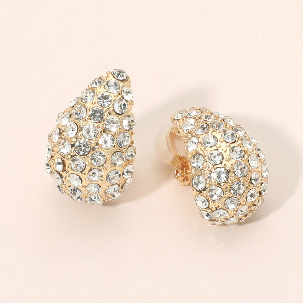 Madeline Love Gold Rhinestone Pave Teardrop Clip On Earrings