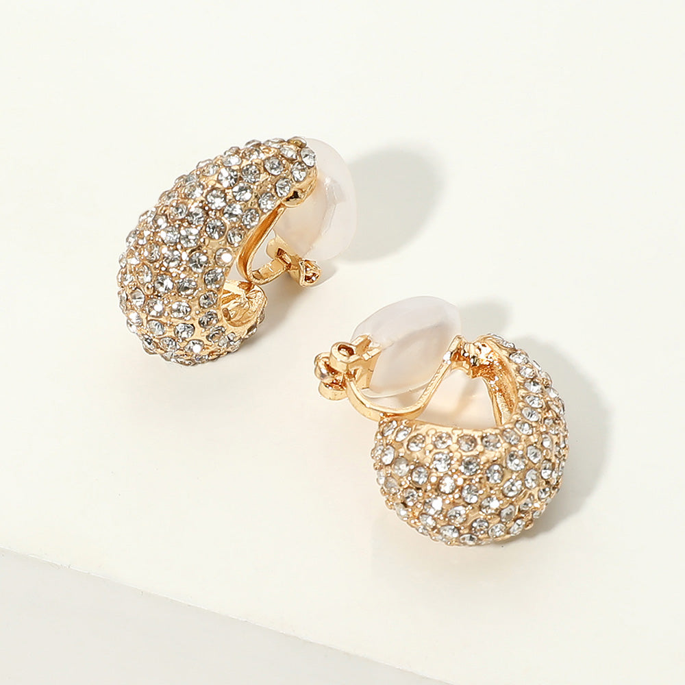 Madeline Love Gold Rhinestone Pave Teardrop Clip On Earrings