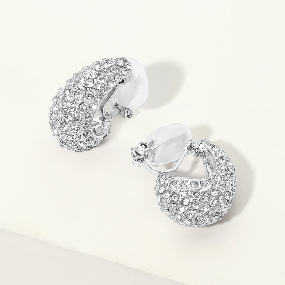 Madeline Love Rhodium Rhinestone Pave Teardrop Clip On Earrings