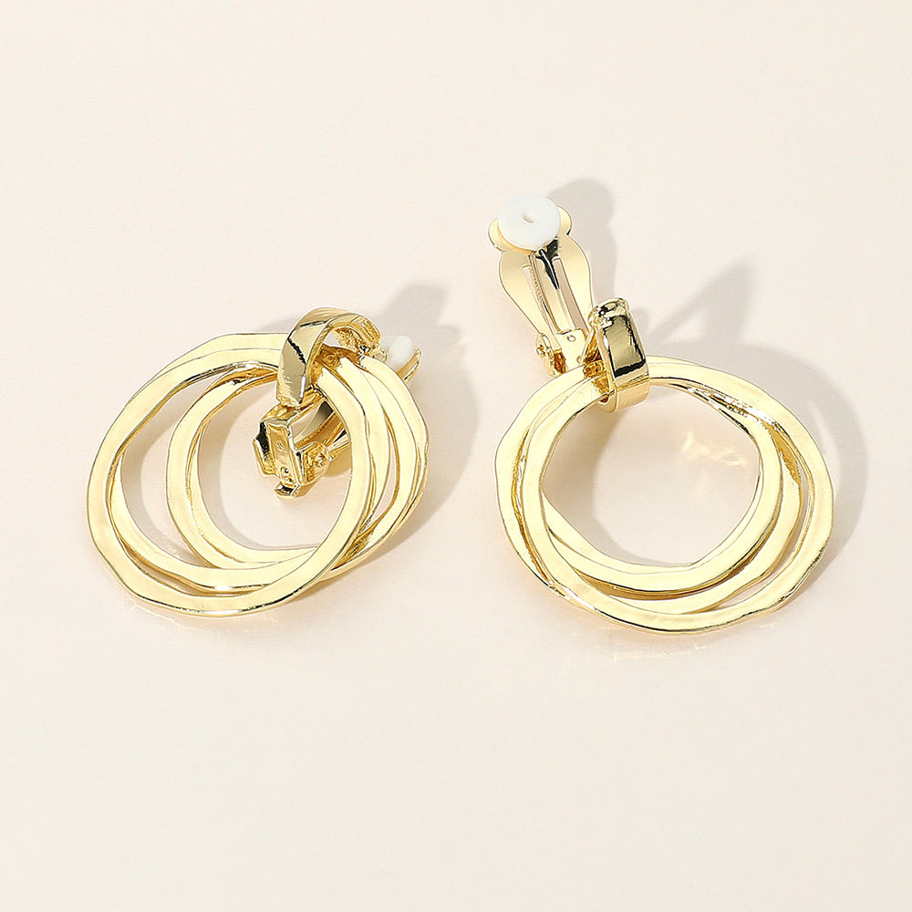 Madeline Love Gold Open Circle Metal Clip On Earrings