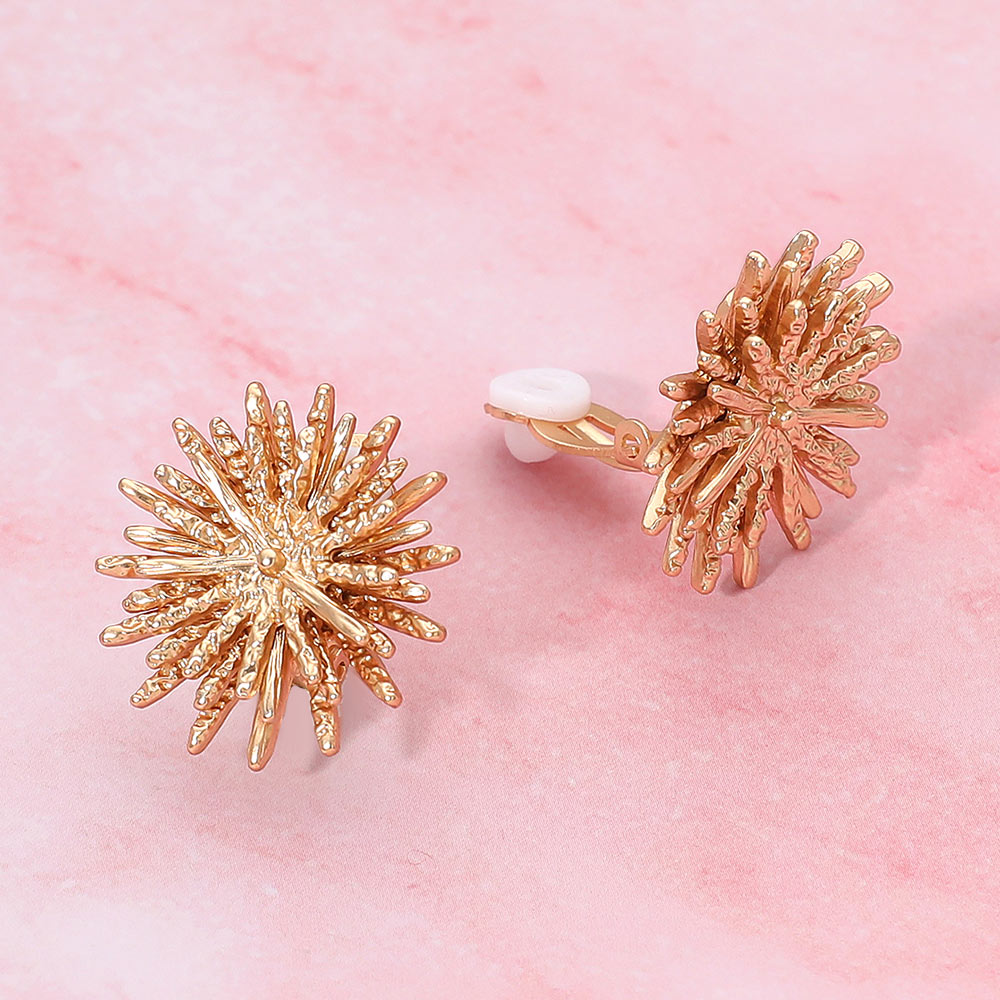 Madeline Love Matte gold Textured Metal Spike Clip On Earrings