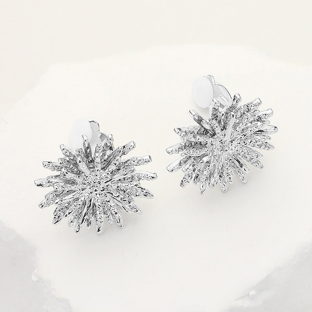 Madeline Love Silver Textured Metal Spike Clip On Earrings