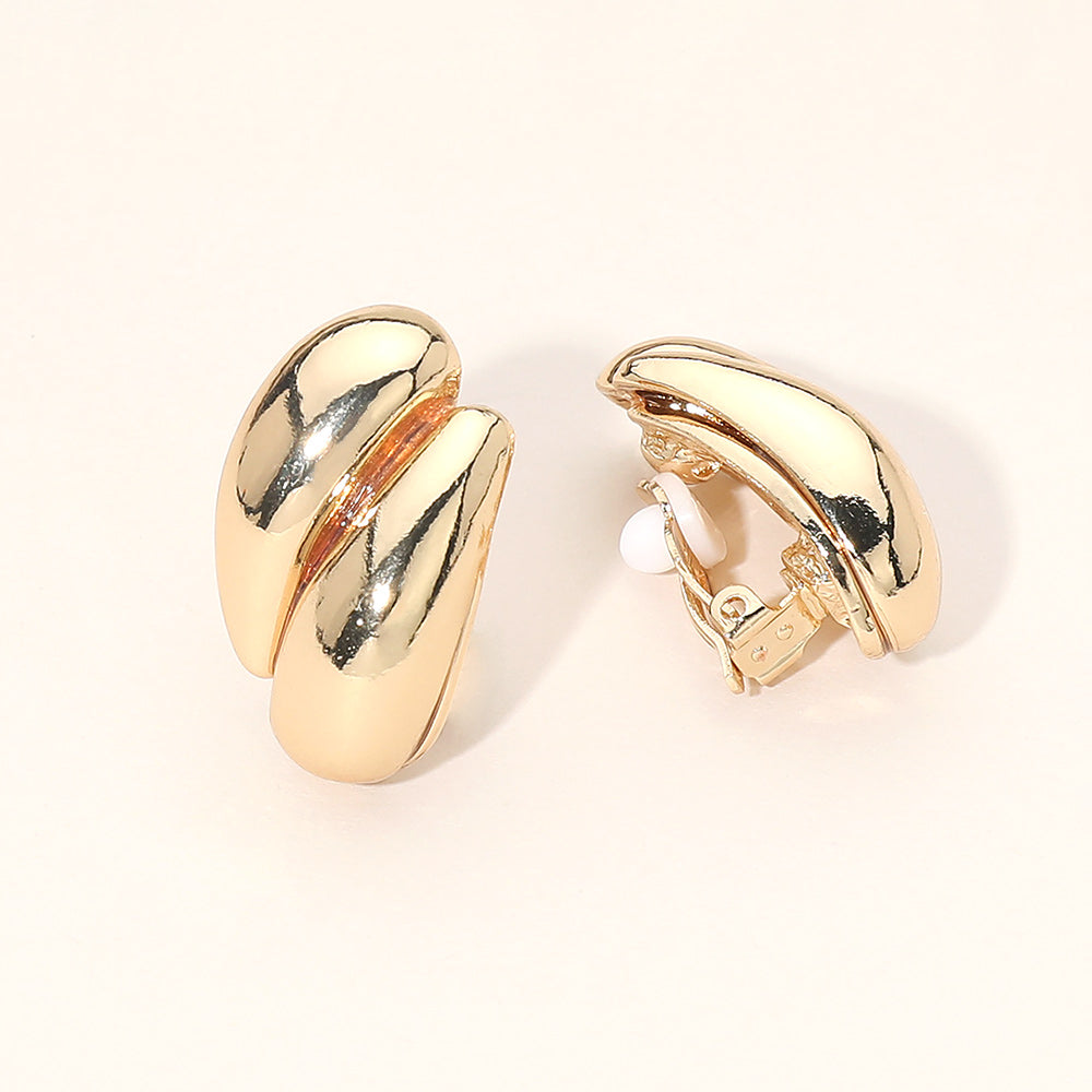 Madeline Love Gold Sculpted Curved Metal Clip On Earrings