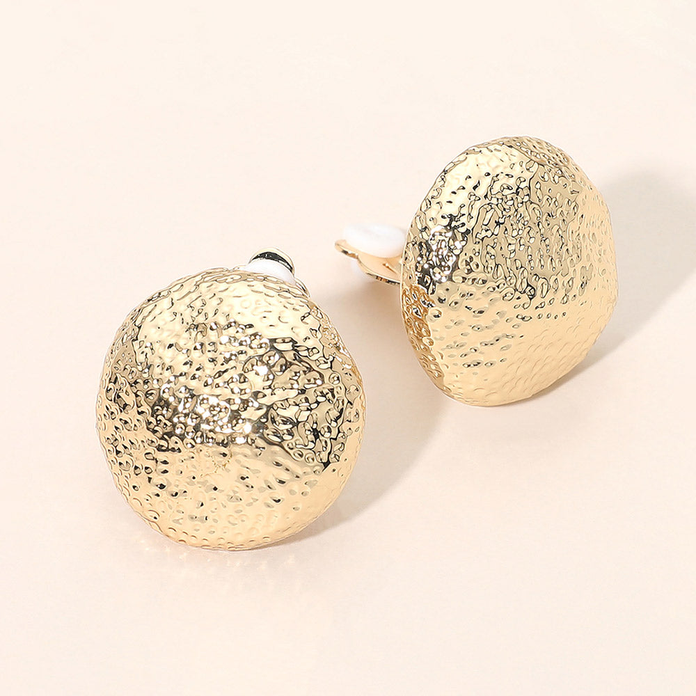 Madeline Love Gold Bold Textured Metal Dome Clip On Earrings