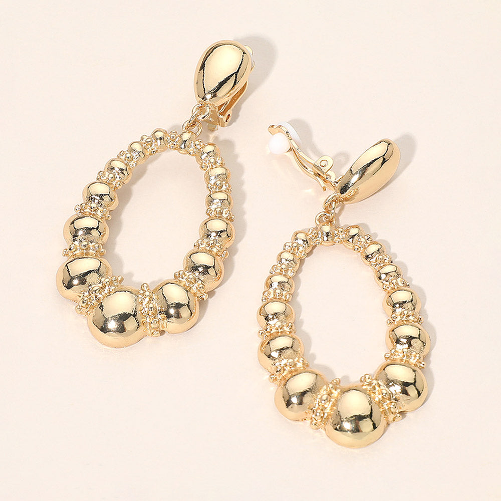 Madeline Love Gold Bold Beaded Teardrop Clip On Earrings