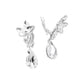 Madeline Love Clear, Silver Marquise Stone Cluster Floral Teardrop Link Evening Clip On Earrings - desc