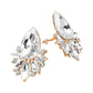 Madeline Love Clear, Gold Teardrop Stone Cluster Accent Marquise Stone Embellished Evening Clip On Earrings - desc