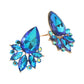 Madeline Love Blue Teardrop Stone Cluster Accent Marquise Stone Embellished Evening Clip On Earrings - desc