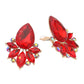 Madeline Love Red Teardrop Stone Cluster Accent Marquise Stone Embellished Evening Clip On Earrings - desc