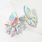 Madeline Love AB, Silver Teardrop Stone Cluster Accent Marquise Stone Embellished Evening Clip On Earrings