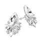 Madeline Love Clear, Silver Teardrop Stone Cluster Accent Marquise Stone Embellished Evening Clip On Earrings - desc