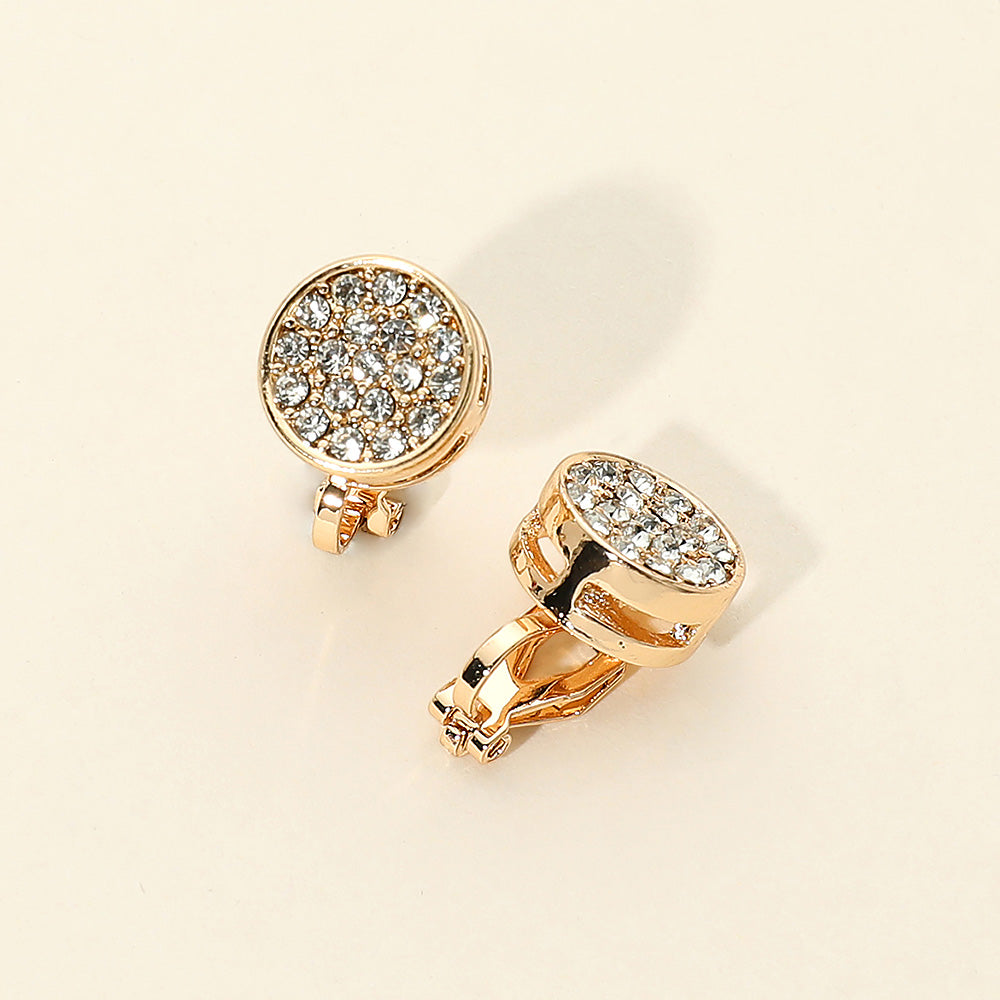 Madeline Love Clear, Gold Crystal Cluster Round Clip On Earrings